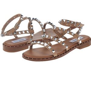NWOT Steve Madden studded tan wrap sandals, size 5.5, never worn